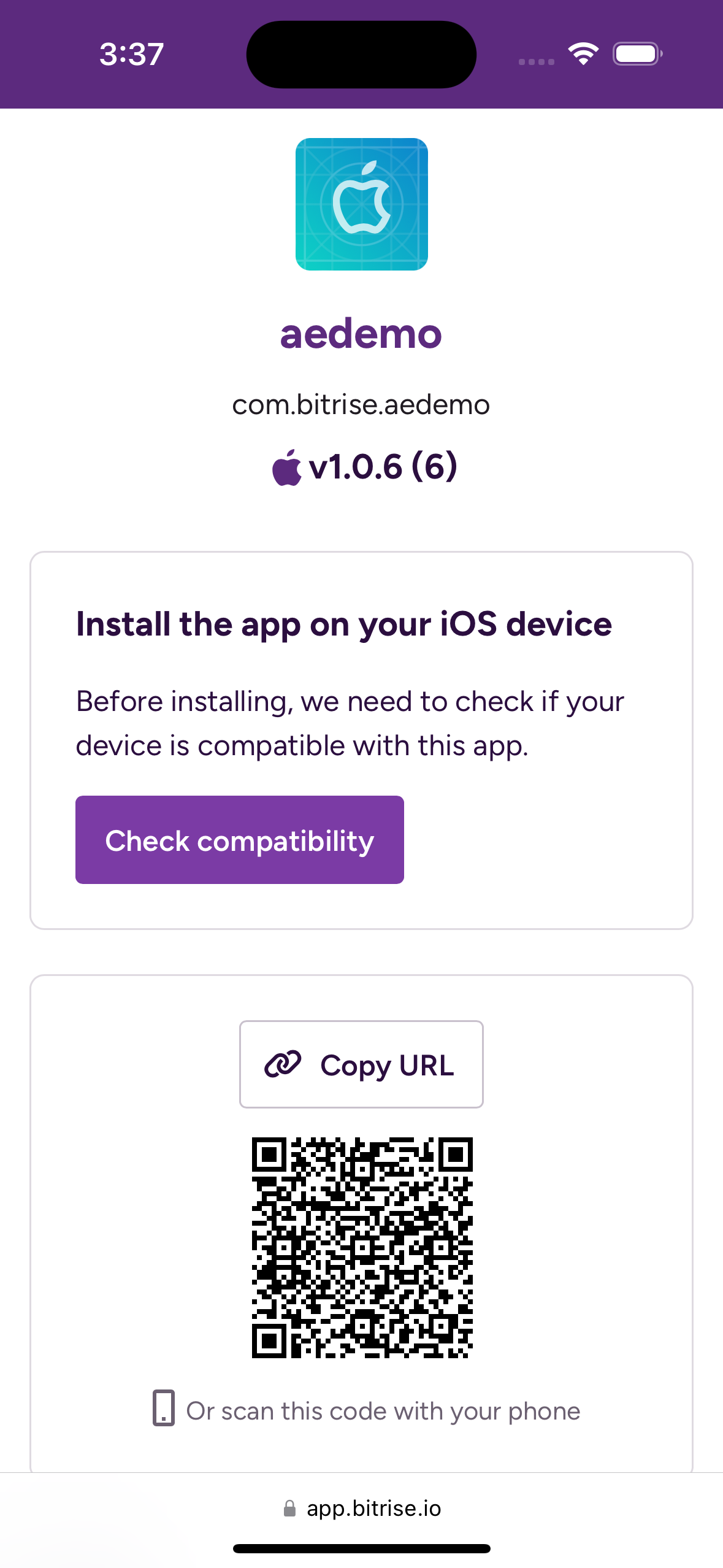 Screenshot of Install Page